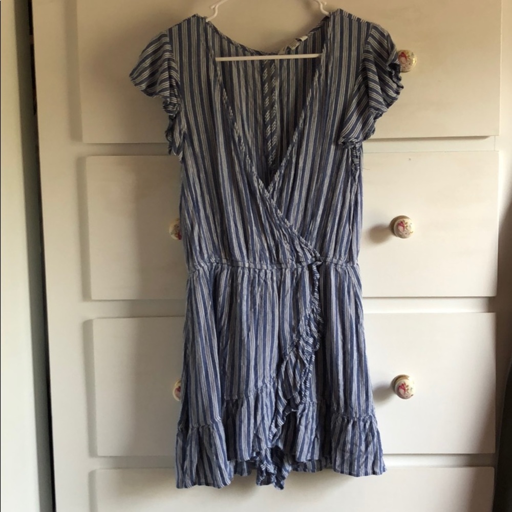 American Eagle Blue Striped Romper